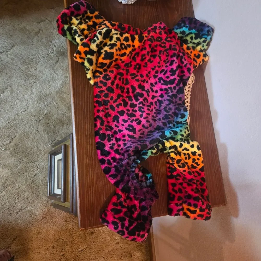 Colorful Leopard Print Girl Dog Pajamas